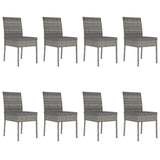 9 Piece Garden Dining Set Poly Rattan Grey - Close-Up Angle