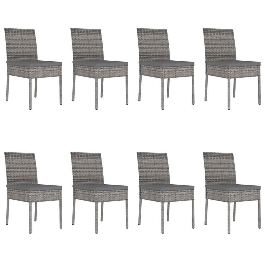 9 Piece Garden Dining Set Poly Rattan Grey