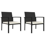 3 Piece Garden Dining Set Poly Rattan Black - Rear View