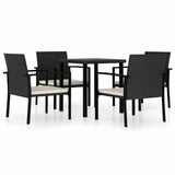 5 Piece Garden Dining Set Poly Rattan Black