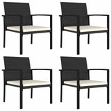5 Piece Garden Dining Set Poly Rattan Black - Top-Down View