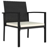 5 Piece Garden Dining Set Poly Rattan Black - 45-Degree Angle