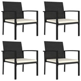 5 Piece Garden Dining Set Poly Rattan Black - Close-Up Angle