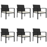 7 Piece Garden Dining Set Poly Rattan Black - Close-Up Angle