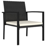 7 Piece Garden Dining Set Poly Rattan Black - Low Angle