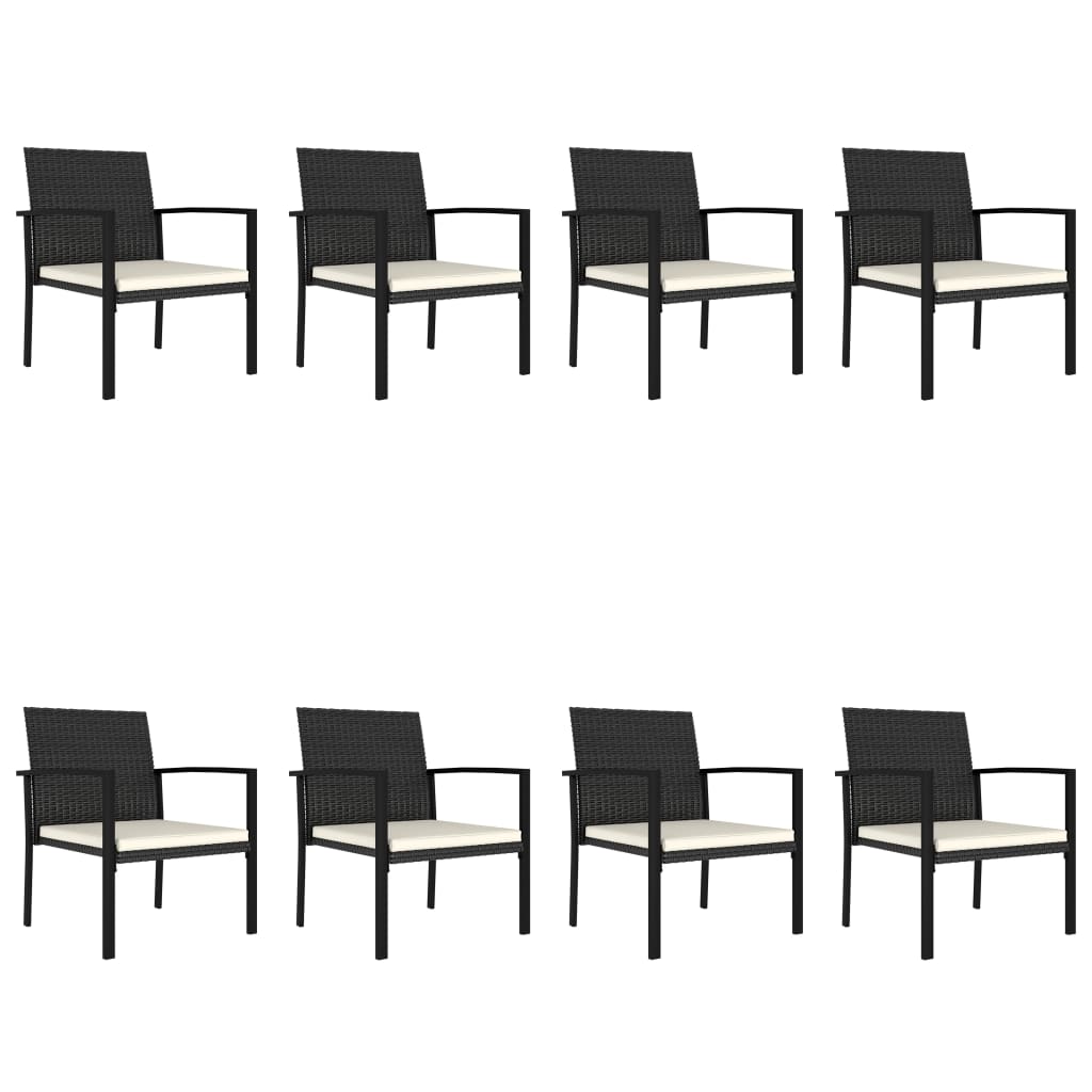 9 Piece Garden Dining Set Poly Rattan Black