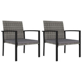 3 Piece Garden Dining Set Poly Rattan Grey - Rear View