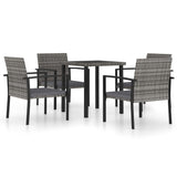 5 Piece Garden Dining Set Poly Rattan Grey - Front View