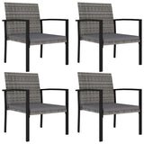 5 Piece Garden Dining Set Poly Rattan Grey - Rear View