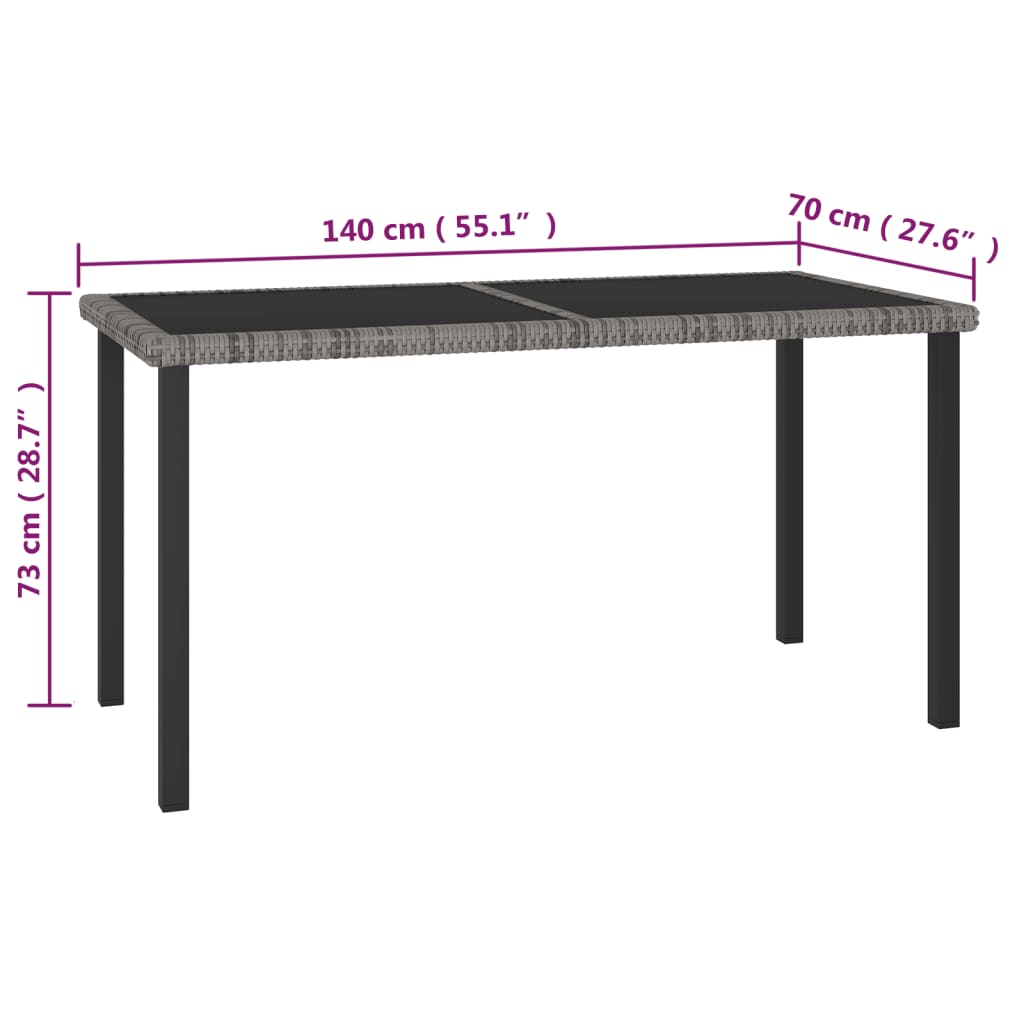 5 Piece Garden Dining Set Poly Rattan Grey