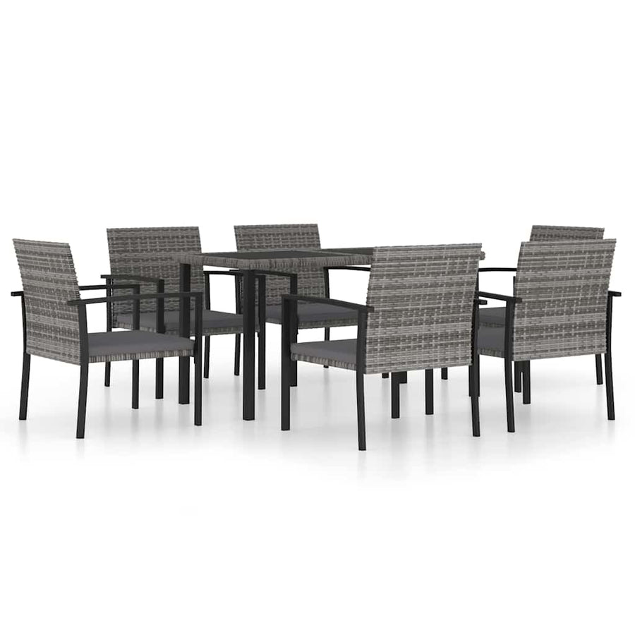 7 Piece Garden Dining Set Poly Rattan Grey
