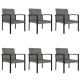 7 Piece Garden Dining Set Poly Rattan Grey - Close-Up Angle