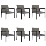7 Piece Garden Dining Set Poly Rattan Grey - Close-Up Angle