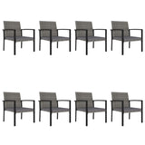 9 Piece Garden Dining Set Poly Rattan Grey - Close-Up Angle