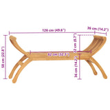 Garden Bench 126 cm Solid Teak Wood - Rear View
