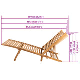 Sun Lounger Solid Teak Wood - Close-Up Angle