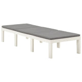 Sun Lounger with Cushion Plastic White - Front View