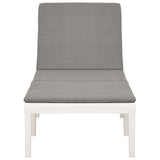 Sun Lounger with Cushion Plastic White - Side View