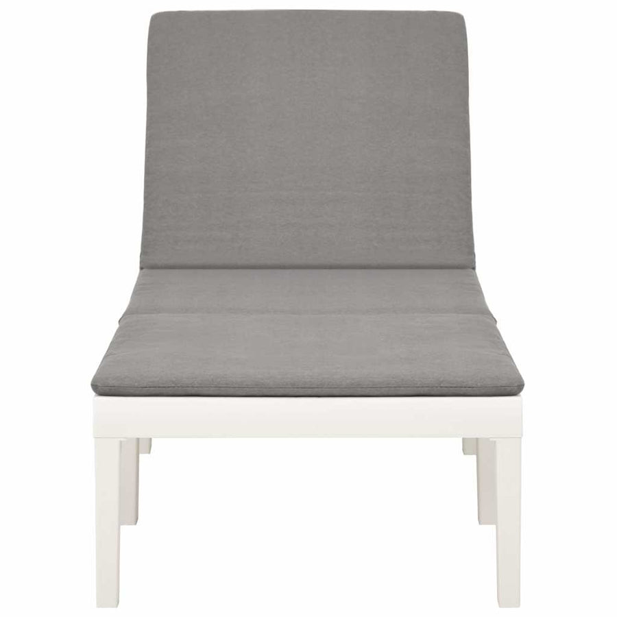 Sun Lounger with Cushion Plastic White