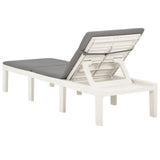 Sun Lounger with Cushion Plastic White - Top-Down View