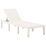 Sun Lounger with Cushion Plastic White - 45-Degree Angle