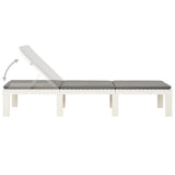 Sun Lounger with Cushion Plastic White - Rear View