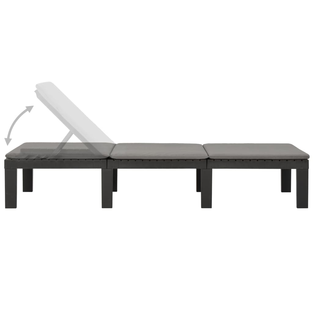Sun Lounger with Cushion Plastic Anthracite