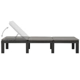Sun Lounger with Cushion Plastic Anthracite - 45-Degree Angle