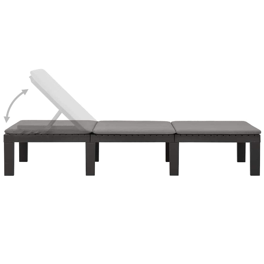 Sun Lounger with Cushion Plastic Anthracite