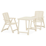3 Piece Folding Bistro Set Plastic White