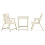 3 Piece Folding Bistro Set Plastic White - Front View