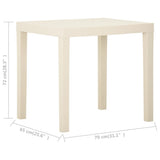 Garden Table White 79x65x72 cm Plastic - 45-Degree Angle