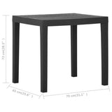 Garden Table Grey 79x65x72 cm Plastic - 45-Degree Angle