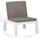 Garden Lounge Chair with Cushion Plastic White - Rear View