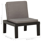 Garden Lounge Chair with Cushion Plastic Grey - Rear View