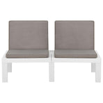 Garden Lounge Bench with Cushion Plastic White