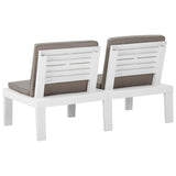Garden Lounge Bench with Cushion Plastic White - Top-Down View