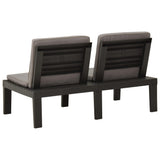 Garden Lounge Bench with Cushion Plastic Grey - Side View