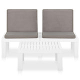 2 Piece Garden Lounge Set with Cushions Plastic White