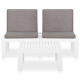 2 Piece Garden Lounge Set with Cushions Plastic White - Side View