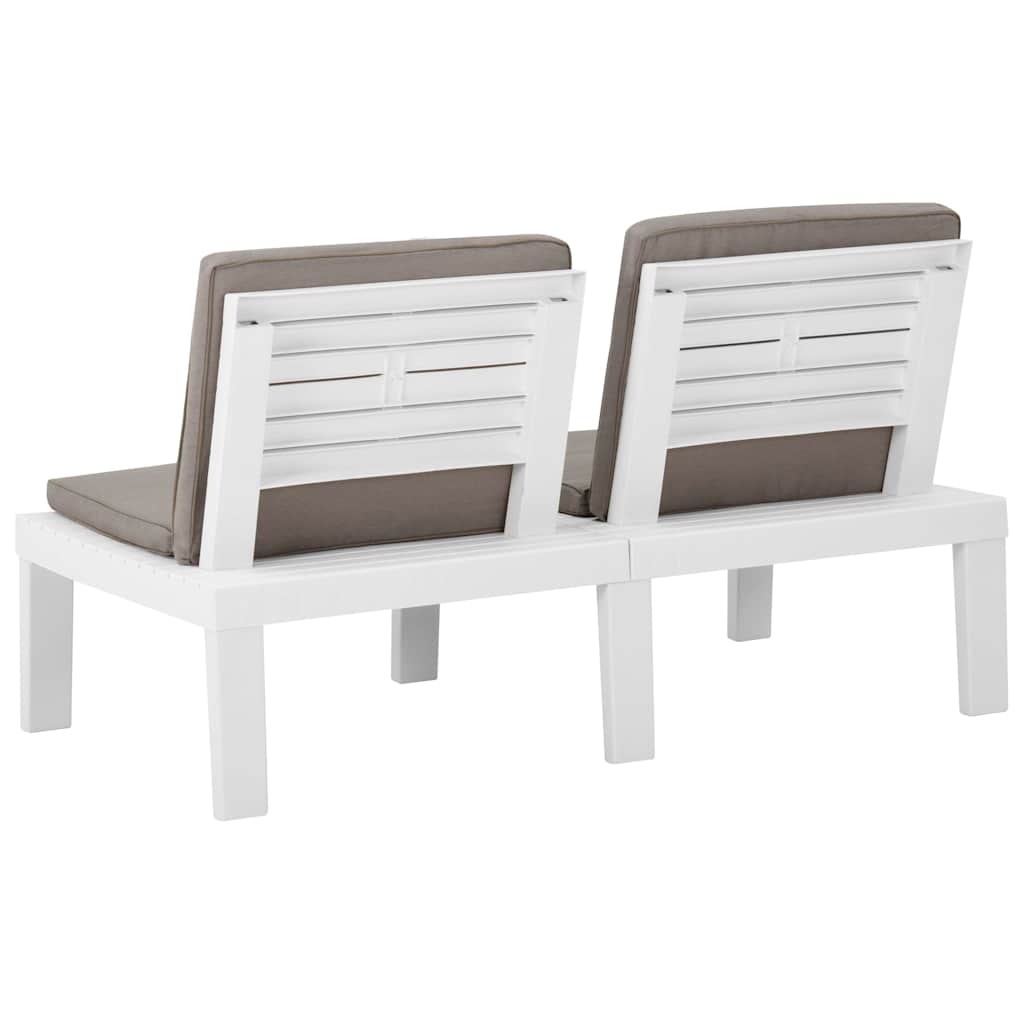 2 Piece Garden Lounge Set with Cushions Plastic White