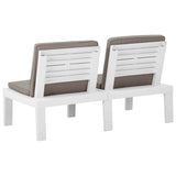 2 Piece Garden Lounge Set with Cushions Plastic White - Extra Image