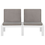 2 Piece Garden Lounge Set with Cushions Plastic White - 45-Degree Angle