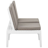 2 Piece Garden Lounge Set with Cushions Plastic White - Rear View