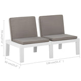 2 Piece Garden Lounge Set with Cushions Plastic White - Extra Image