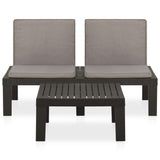 2 Piece Garden Lounge Set with Cushions Plastic Grey - Side View