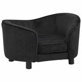 Dog Sofa Black 69x49x40 cm Plush - Front View