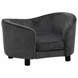Dog Sofa Dark Grey 69x49x40 cm Plush - Front View
