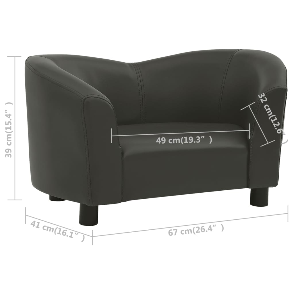 Dog Sofa Dark Grey 67x41x39 Cm Faux Leather
