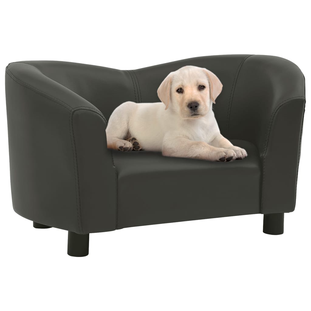 Dog Sofa Dark Grey 67x41x39 Cm Faux Leather